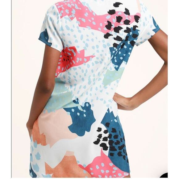 MINKPINK Coral Sea White Multi Print Shift Dress Size Medium Boho Anthropologie - Picture 4 of 4